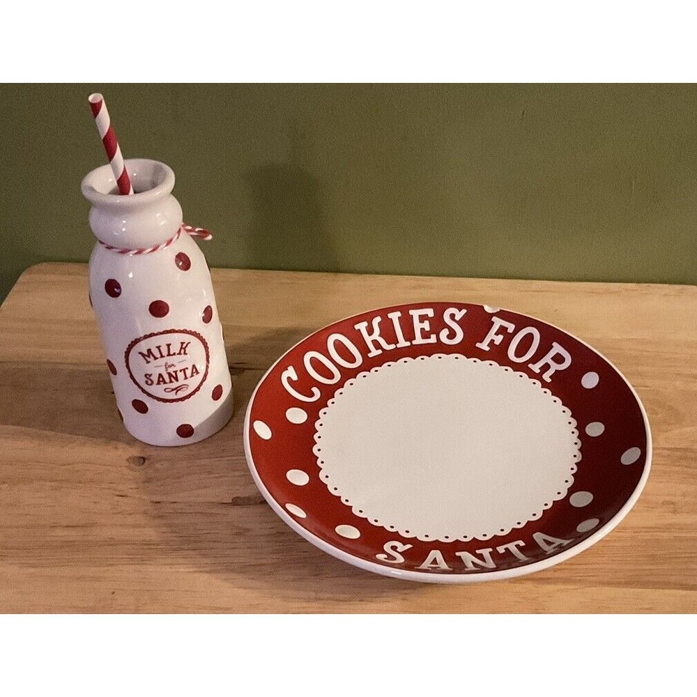Pearhead Milk Jug‎ And Cookie Plate Set With Straw